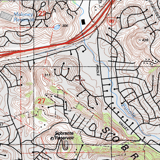 Topographic Map of Pinole High School, CA