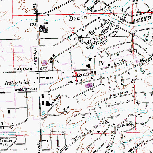 Topographic Map of Malibu Drain, AZ