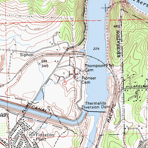 Topographic Map of Pioneer Cemetery, CA