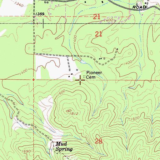 Topographic Map of Foster / Old Pioneer Cemetery, CA