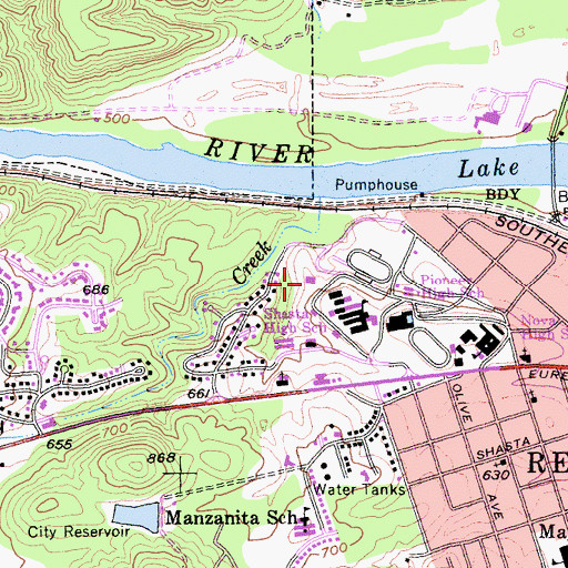 Topographic Map of Pioneer Continuation High School, CA