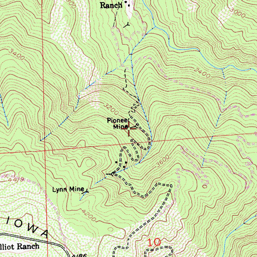 Topographic Map of Pioneer Mine, CA