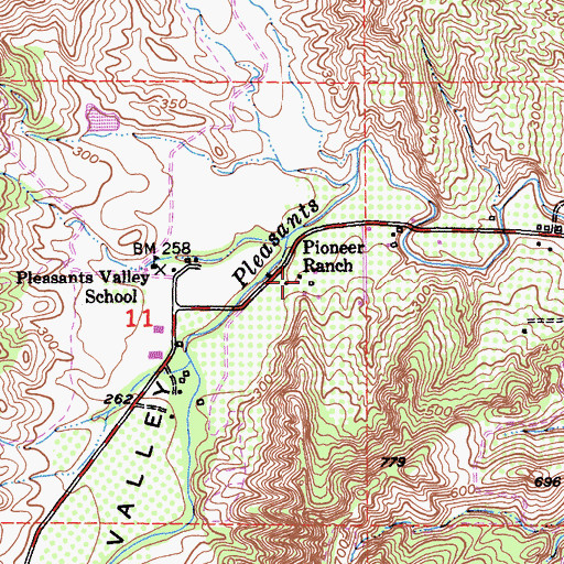 Topographic Map of Pioneer Ranch, CA