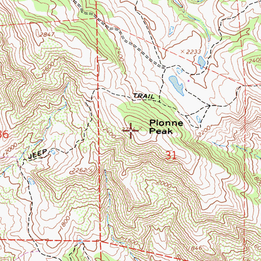Topographic Map of Pionne Peak, CA