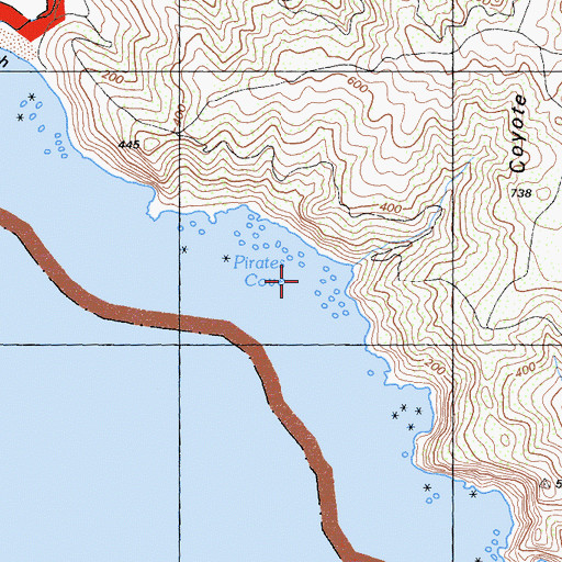 Topographic Map of Pirates Cove, CA