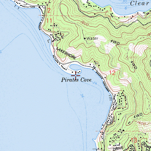 Topographic Map of Pirates Cove, CA