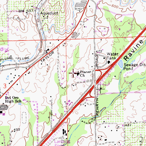 Topographic Map of Placer Church, CA