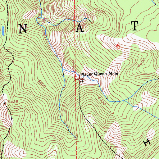 Topographic Map of Placer Queen Mine, CA