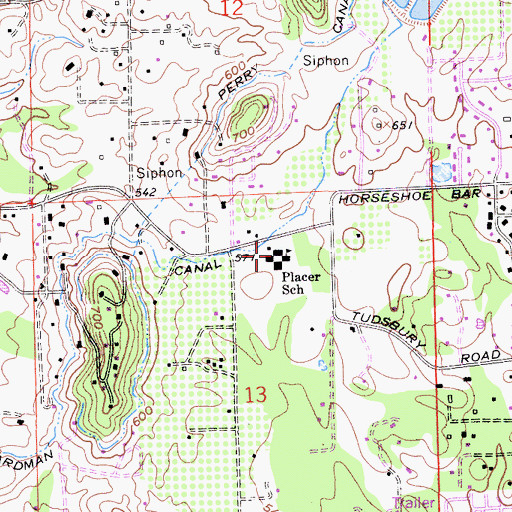 Topographic Map of Placer Elementary School, CA