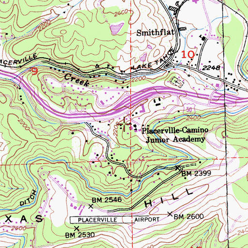 Topographic Map of Placerville-Camino Junior Academy, CA