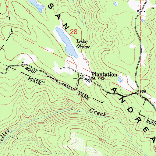Topographic Map of Plantation, CA