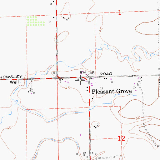 Topographic Map of Pleasant Grove, CA
