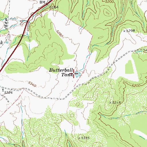 Topographic Map of Butterball Tank, AZ