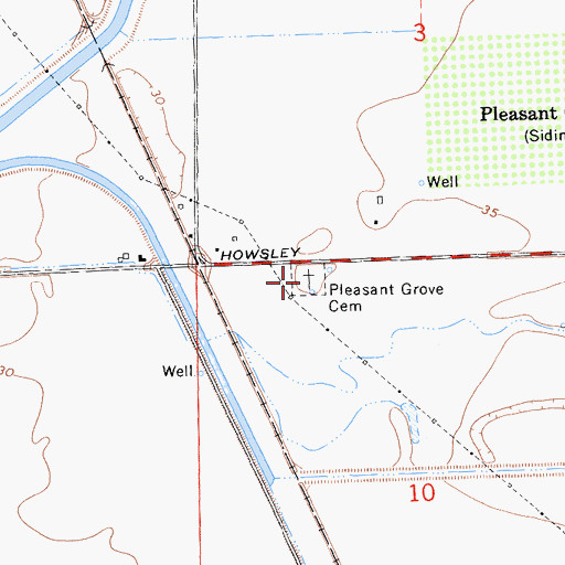 Topographic Map of Pleasant Grove Cemetery, CA