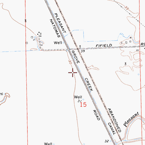 Topographic Map of Pleasant Grove Creek Canal, CA