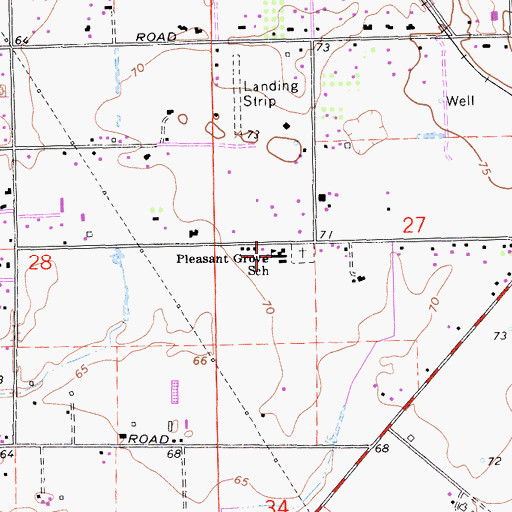 Topographic Map of Pleasant Grove Elementary School, CA