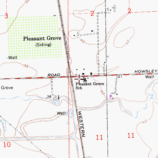 Topographic Map of Pleasant Grove Elementary School, CA