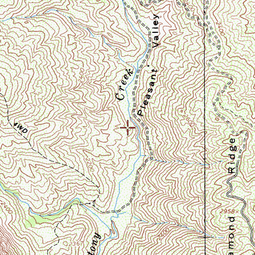 Topographic Map of Pleasant Valley, CA