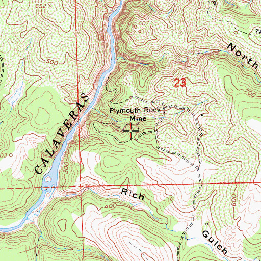 Topographic Map of Plymouth Rock Mine, CA