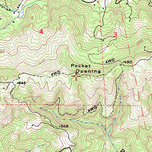 Topographic Map of Pocket Opening, CA