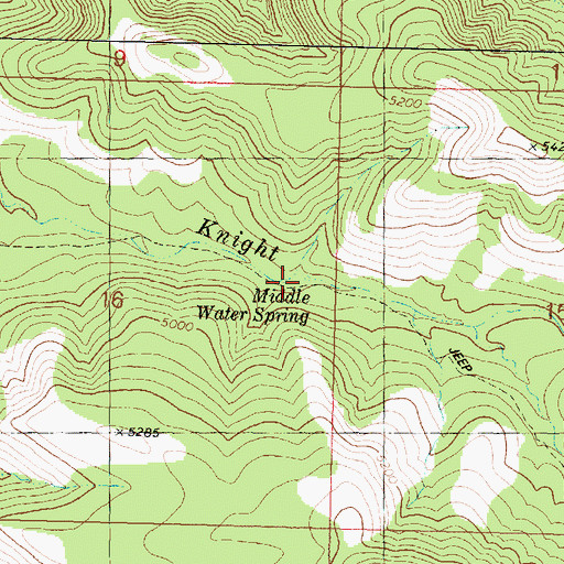 Topographic Map of Middle Water Spring, AZ