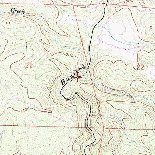 Topographic Map of Pocock Creek, CA