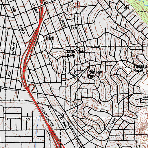 Topographic Map of Poinsett Park, CA