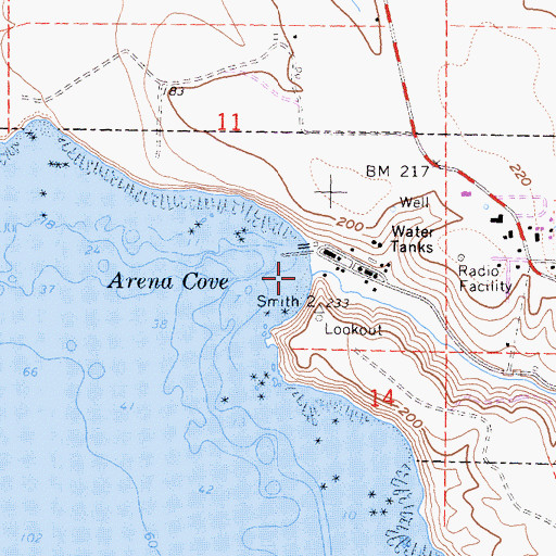 Topographic Map of Point Arena Creek, CA