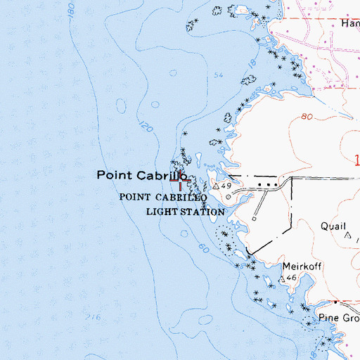 Topographic Map of Cabrillo Point, CA