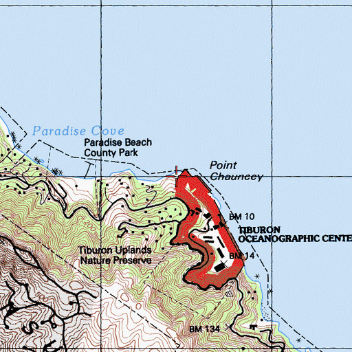 Topographic Map of Point Chauncey, CA