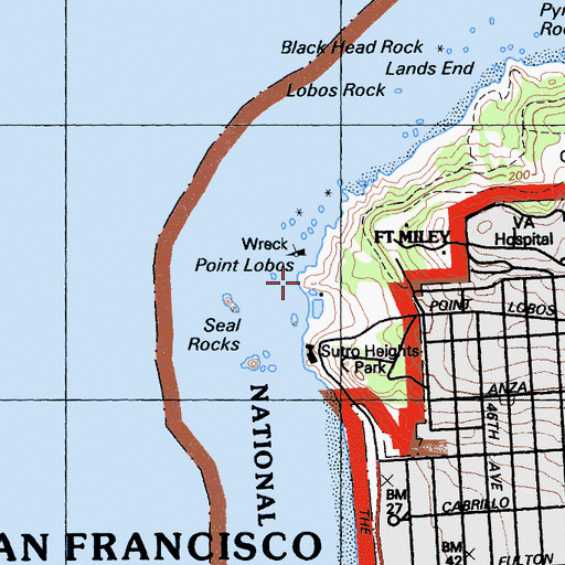 Topographic Map of Point Lobos, CA