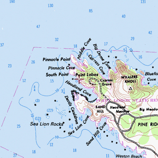 Topographic Map of Point Lobos, CA