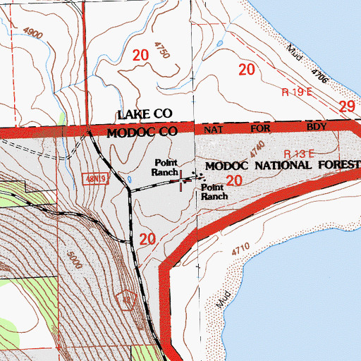 Topographic Map of Point Ranch, CA