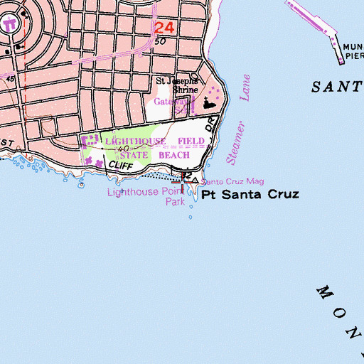 Topographic Map of Point Santa Cruz, CA