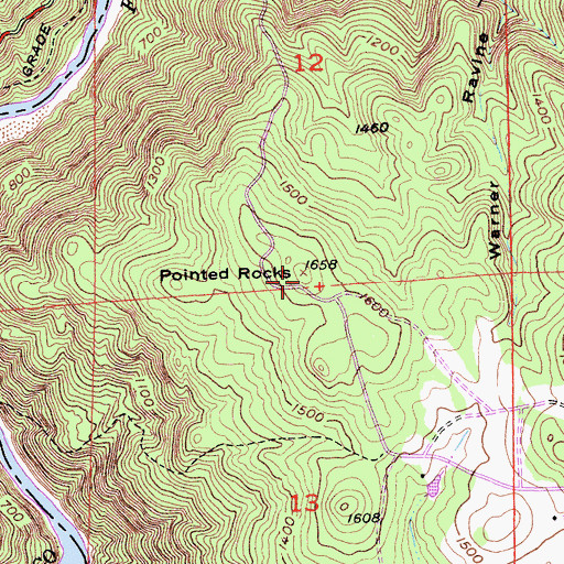 Topographic Map of Pointed Rocks, CA