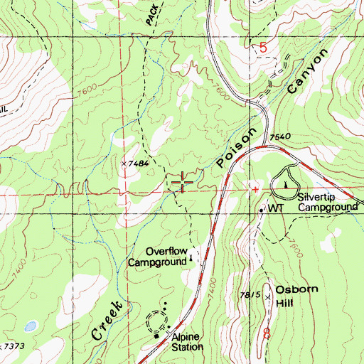 Topographic Map of Poison Canyon, CA