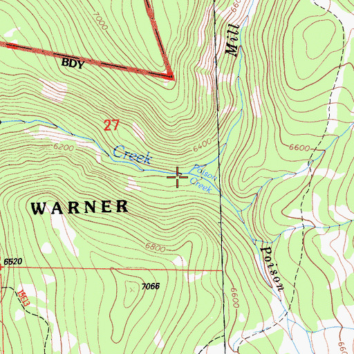 Topographic Map of Poison Creek, CA