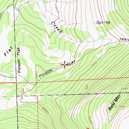 Topographic Map of Poison Flat Trail, CA