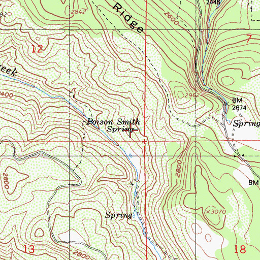 Topographic Map of Poison Smith Spring, CA