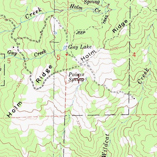 Topographic Map of Poison Spring, CA