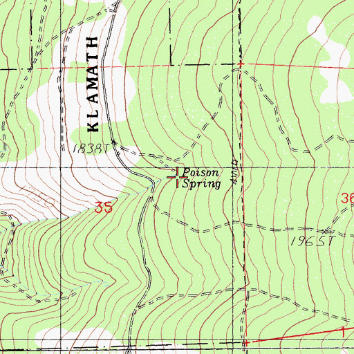 Topographic Map of Poison Spring, CA