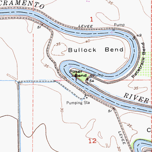 Topographic Map of Poker Bend, CA
