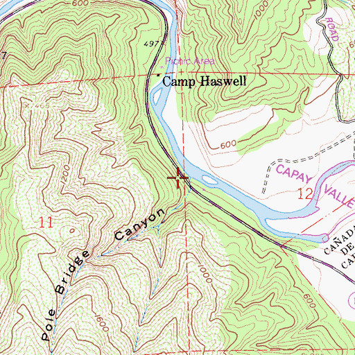 Topographic Map of Pole Bridge Canyon, CA