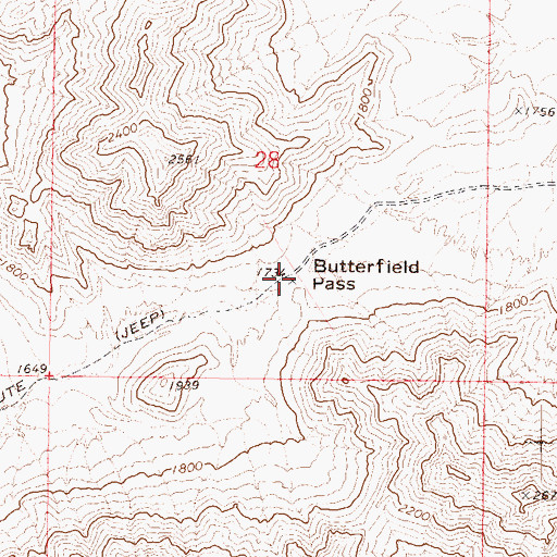 Topographic Map of Butterfield Pass, AZ