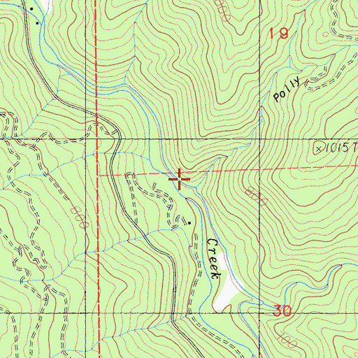Topographic Map of Polly Gulch, CA