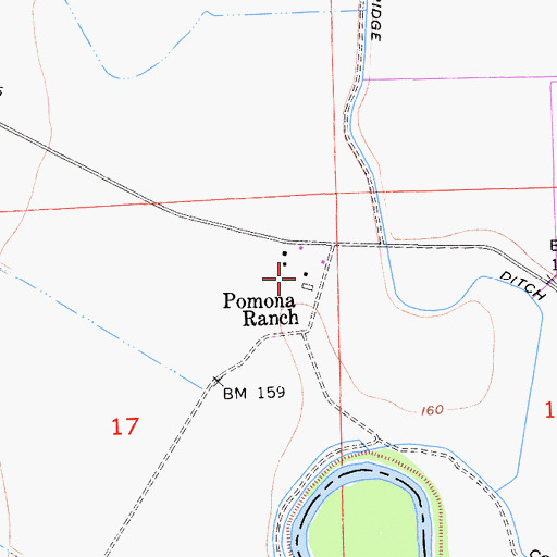 Topographic Map of Pomona Ranch, CA