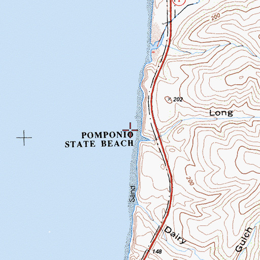 Topographic Map of Pomponio Beach, CA