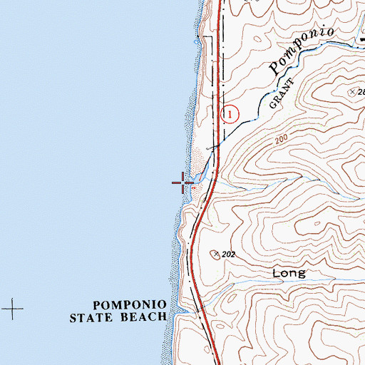 Topographic Map of Pomponio Creek, CA