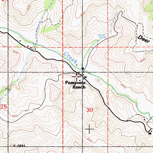Topographic Map of Pomponio Ranch, CA