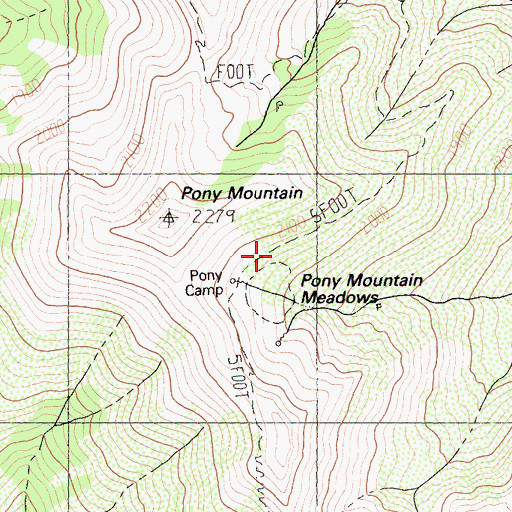 Topographic Map of Pony Camp, CA